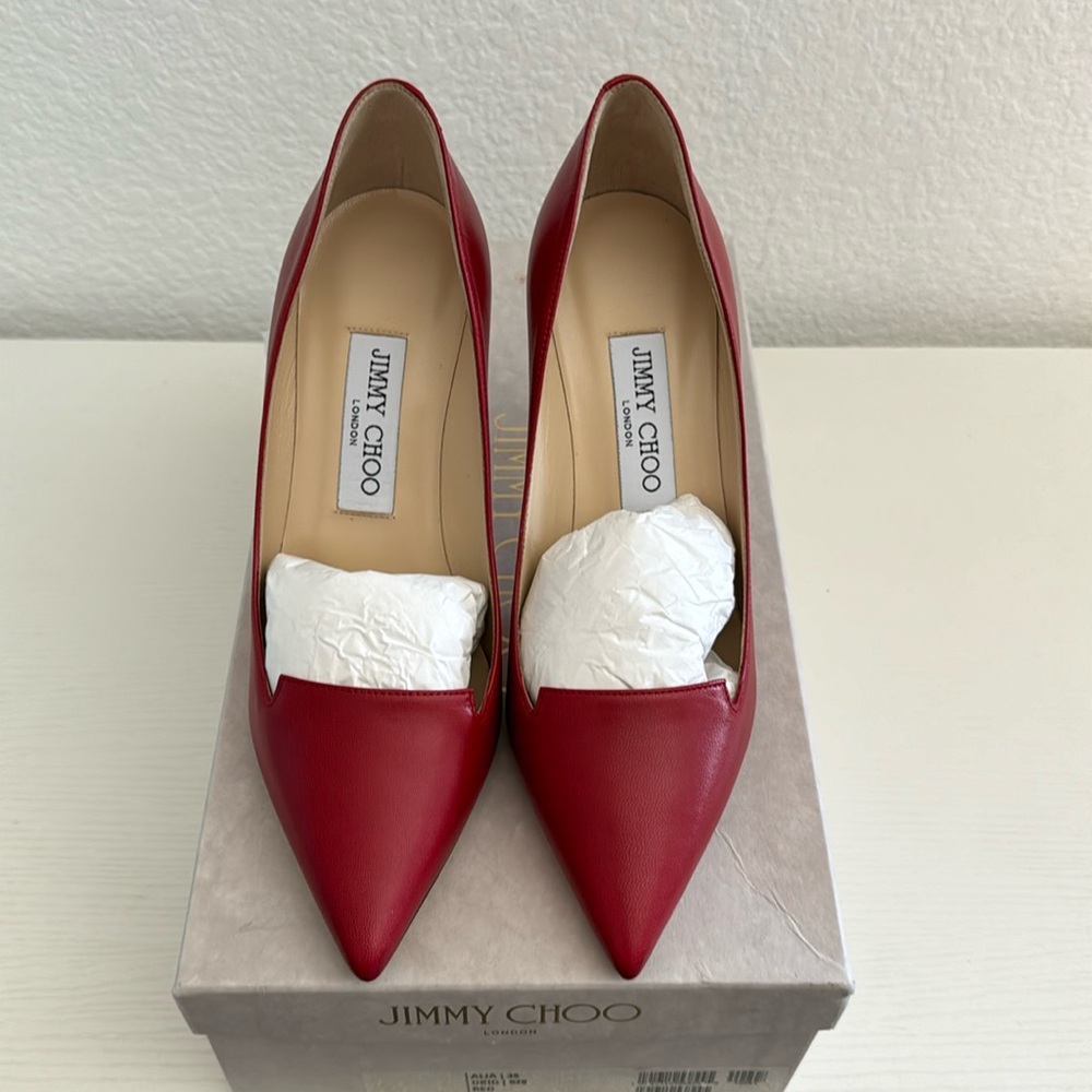 Brand New Jimmy Choo Alia Okid Red Leather Pump